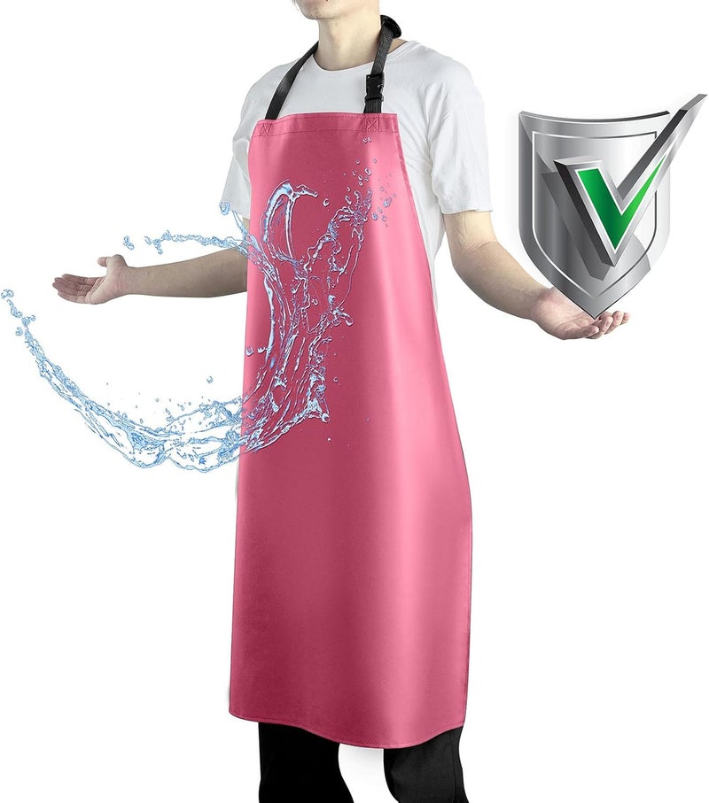 Vammcht Waterproof Apron with Comfortable Adjustable Bib Rubber Vinyl Dishwasher Heavy Duty Apron for Men Women Dishwashing - Image 1